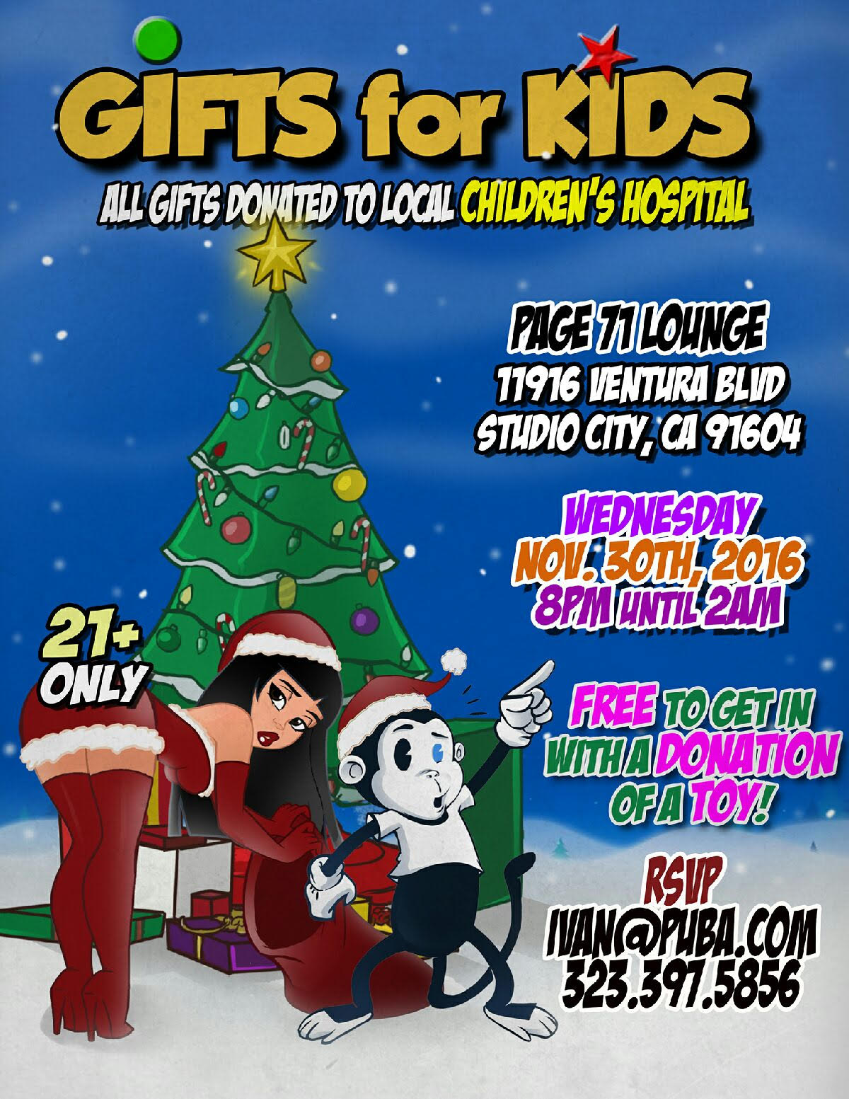 “Toy Drive for Children’s Hospital Wed Nov 30th at P71”