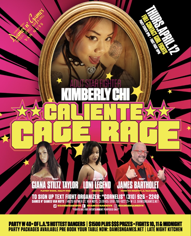 “Kimberly Chi and Loni Legend at Caliente Cage Rage at Dames N Games on April 12th”